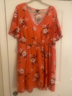 torrid Coral Floral V-Neck Midi Dress